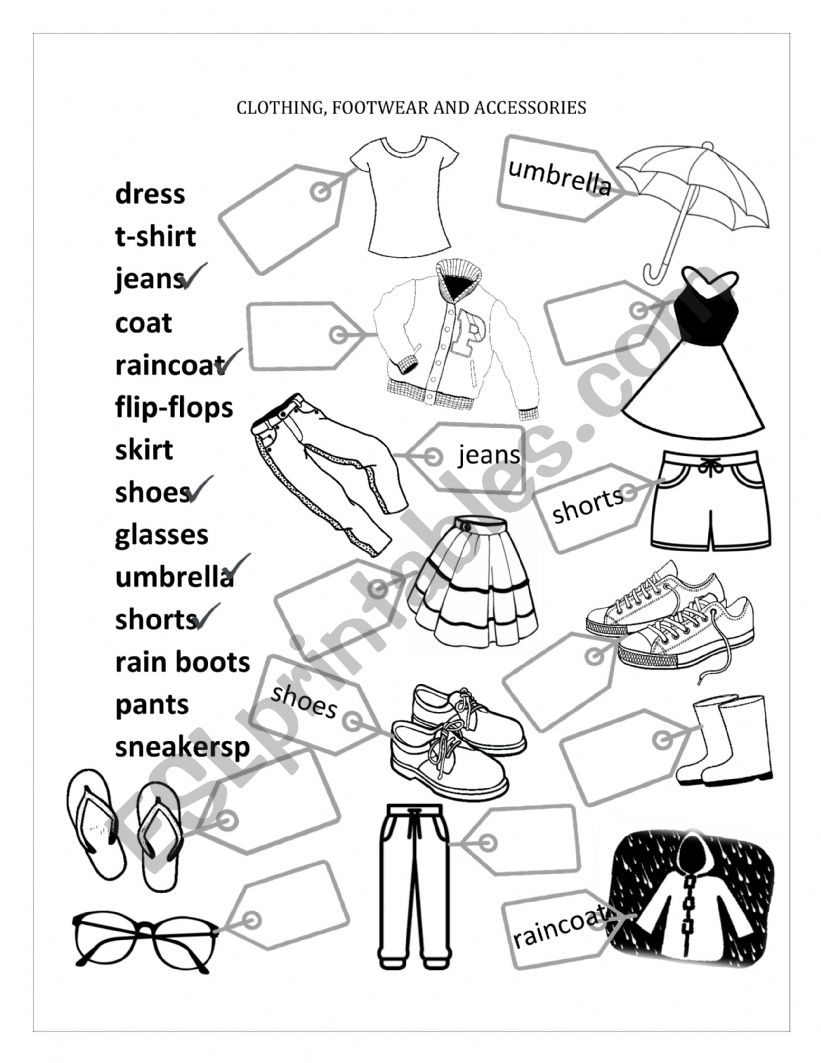 Clothing worksheet