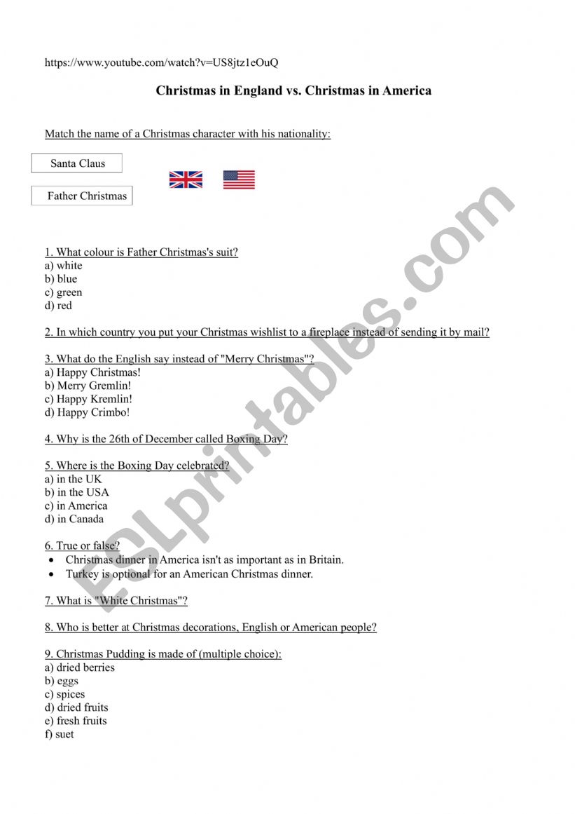 Christmas in England vs. Christmas in America
