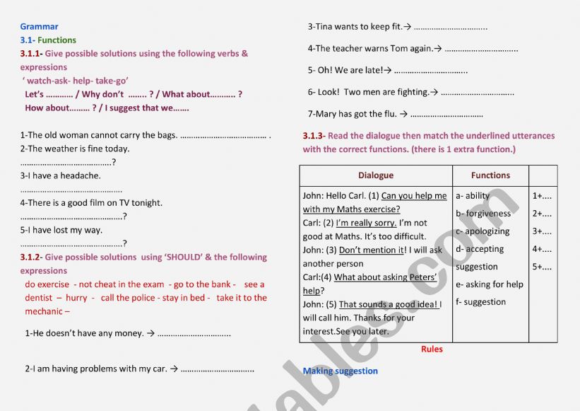 grammar part 2 7th grade worksheet