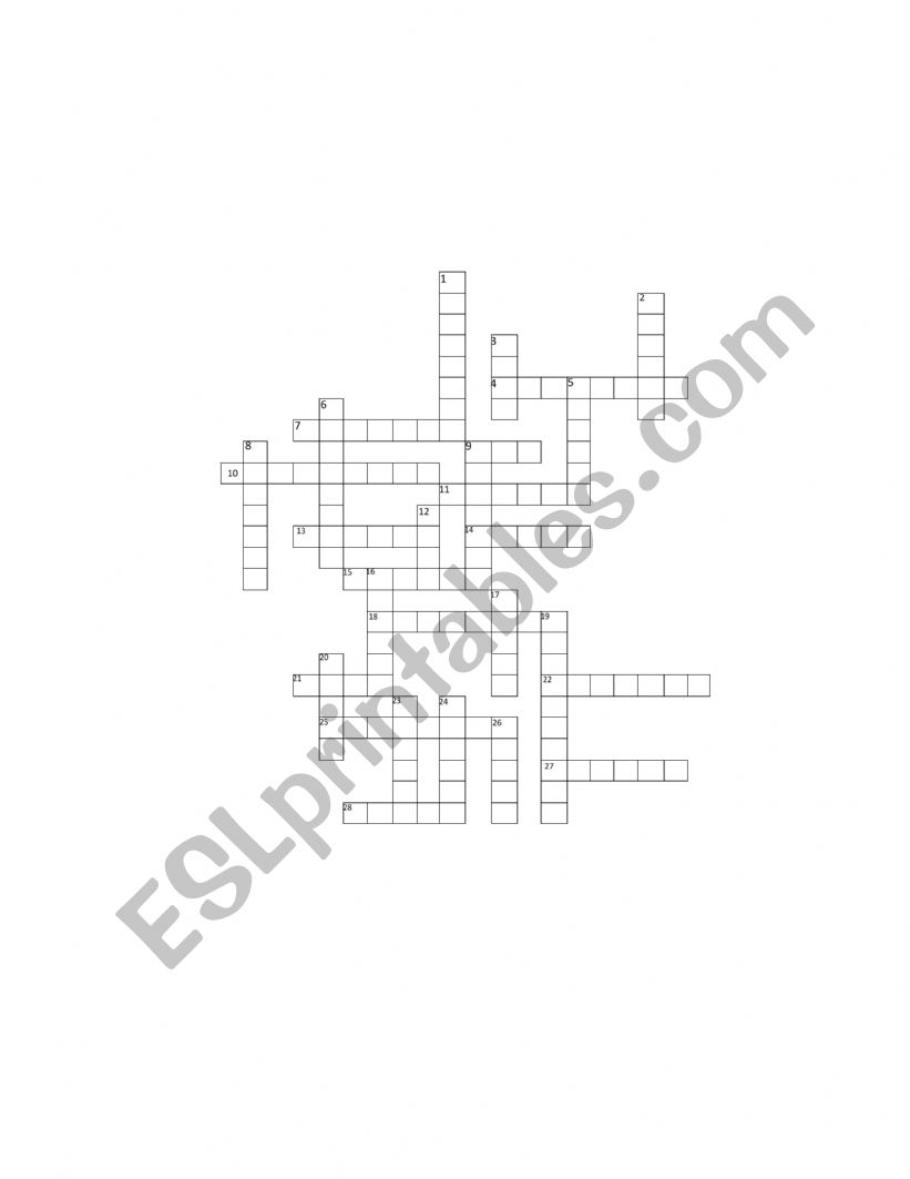 irregular nouns crossword  worksheet