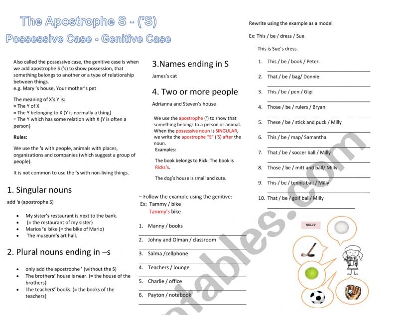 The Apostrophe S - (�S) Possessive Case - Genitive Case