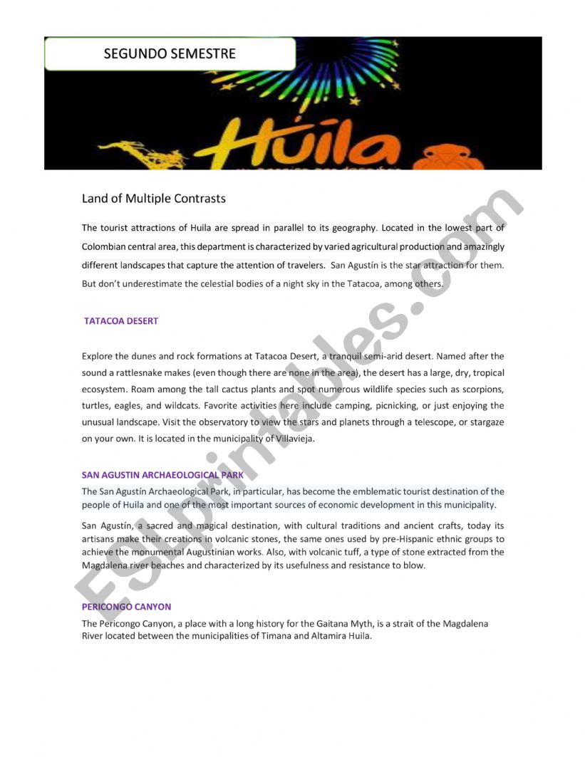 Huila worksheet
