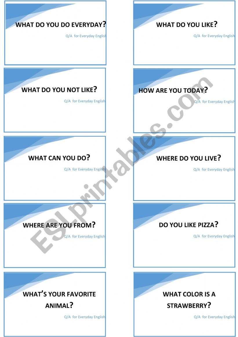 Q&A cards for everyday English 2