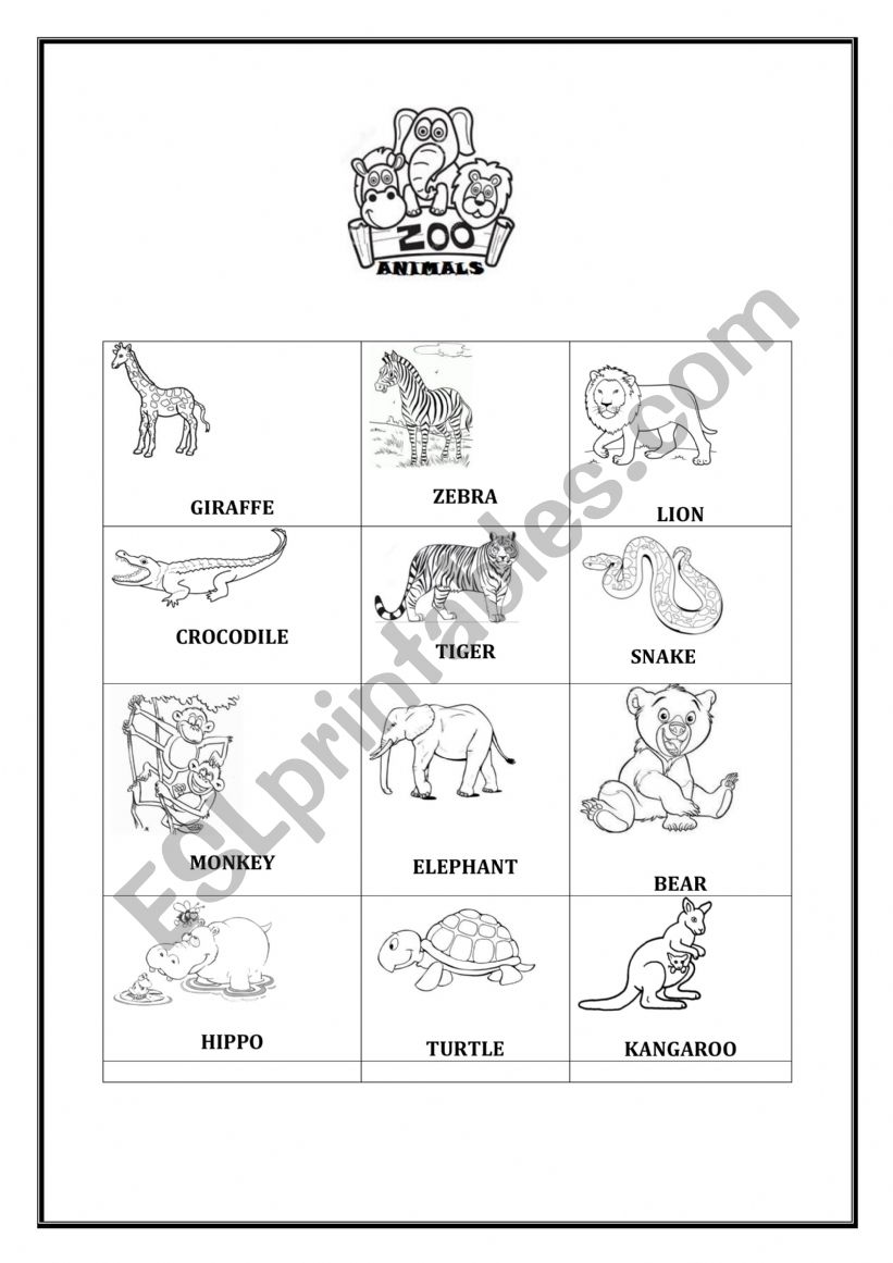 Zoo animals worksheet