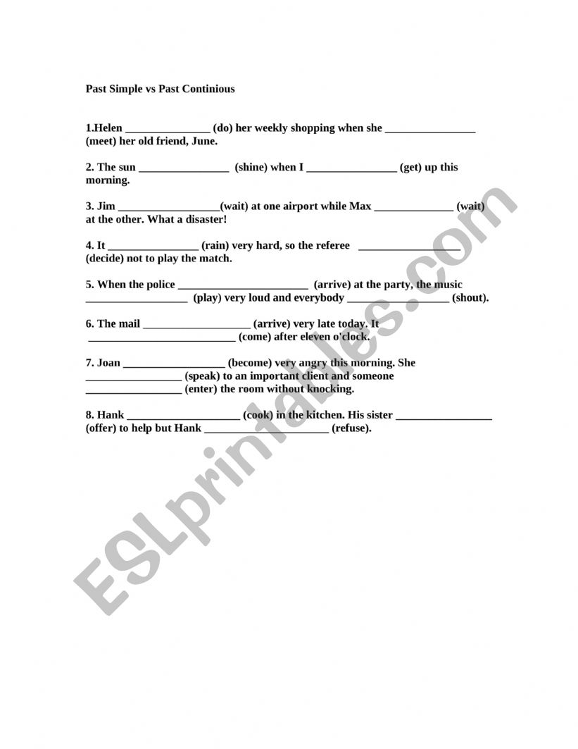 Pre intermediate past simple tense