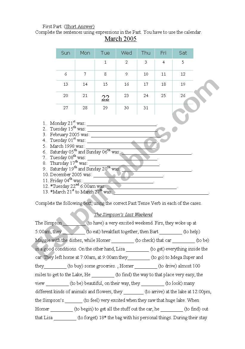 past tense practice worksheet