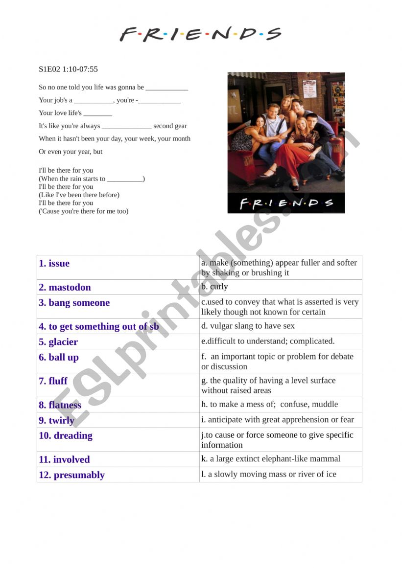 Friends lesson worksheet