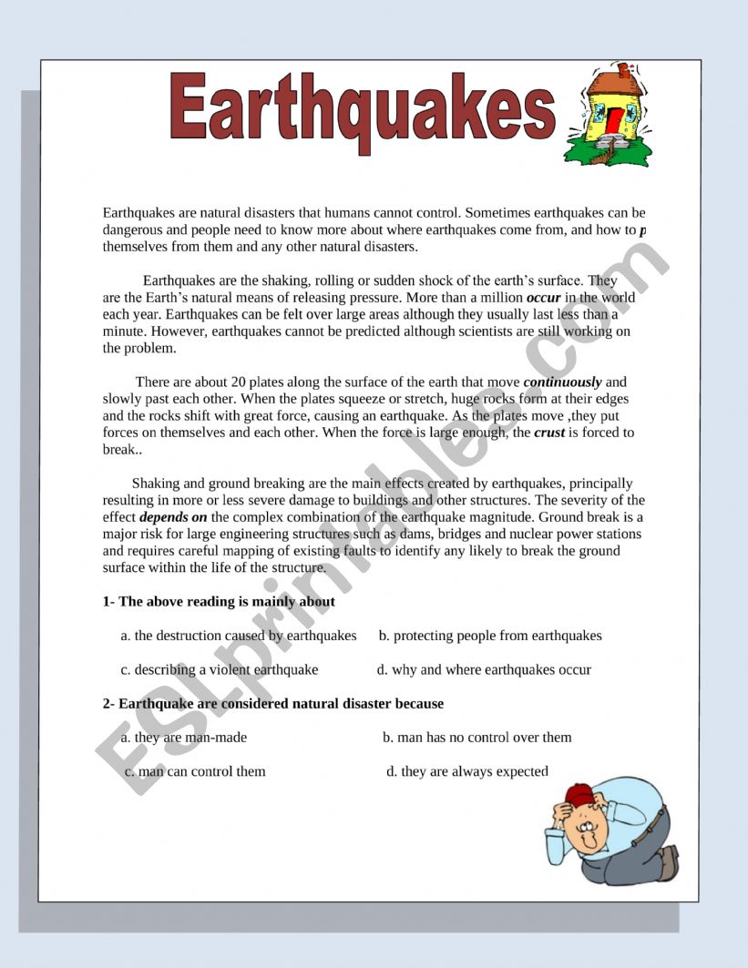 earthquakes-reading-comprehension-exercises