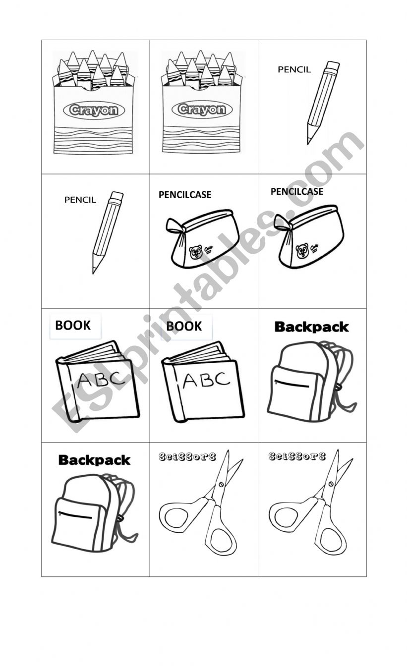 School Supplies  worksheet