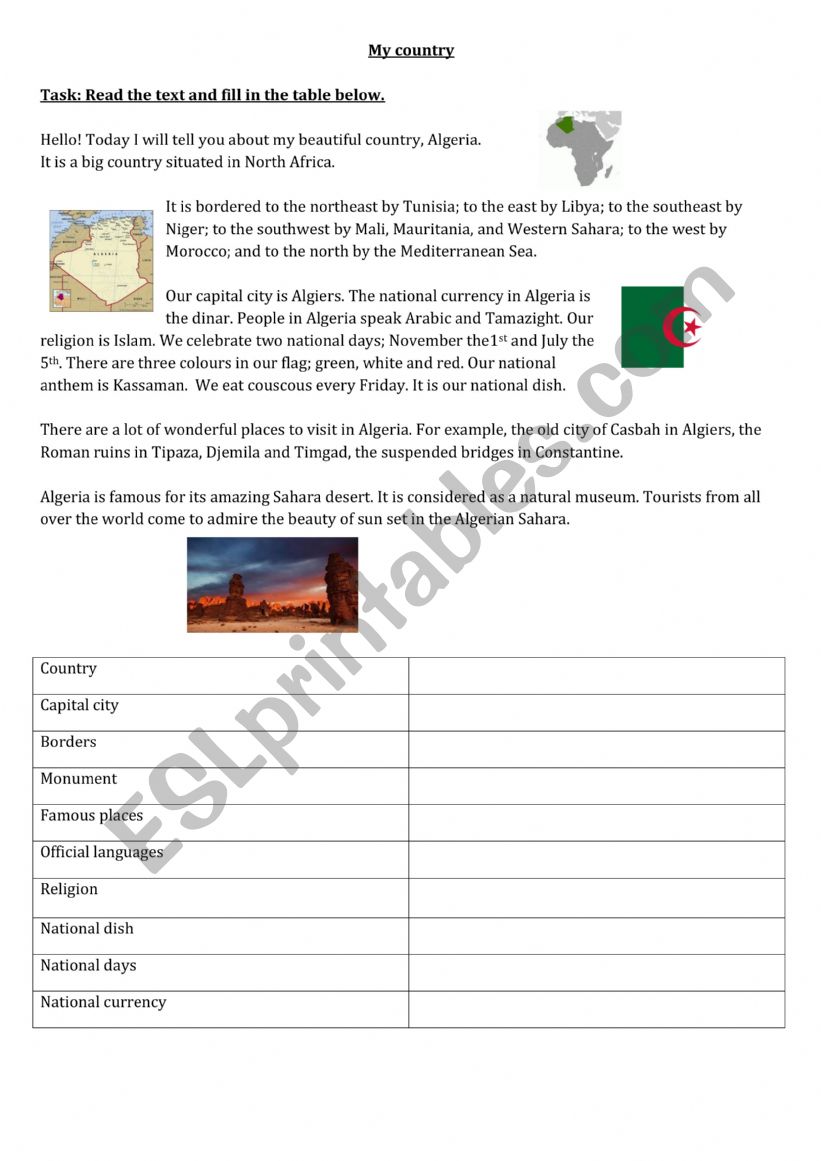 Algeria, my beautiful country 