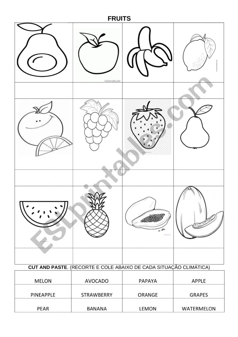 Fruit- Cut and Paste worksheet