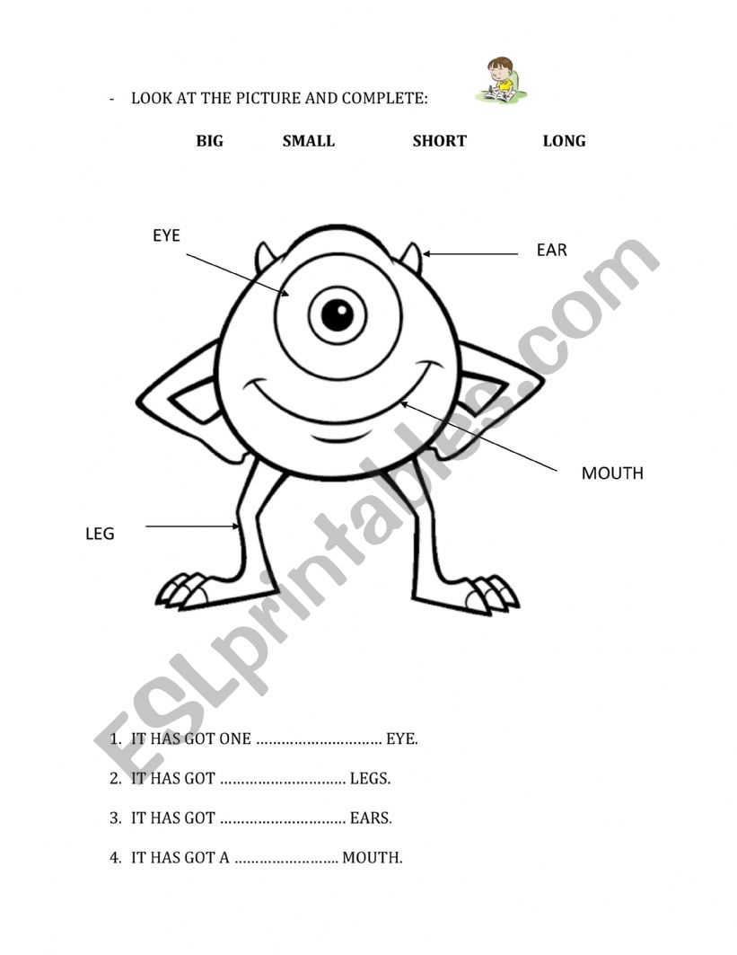 Monster description worksheet