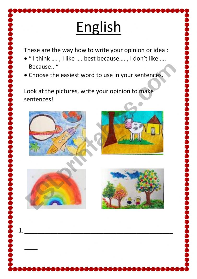 Writing idea worksheet