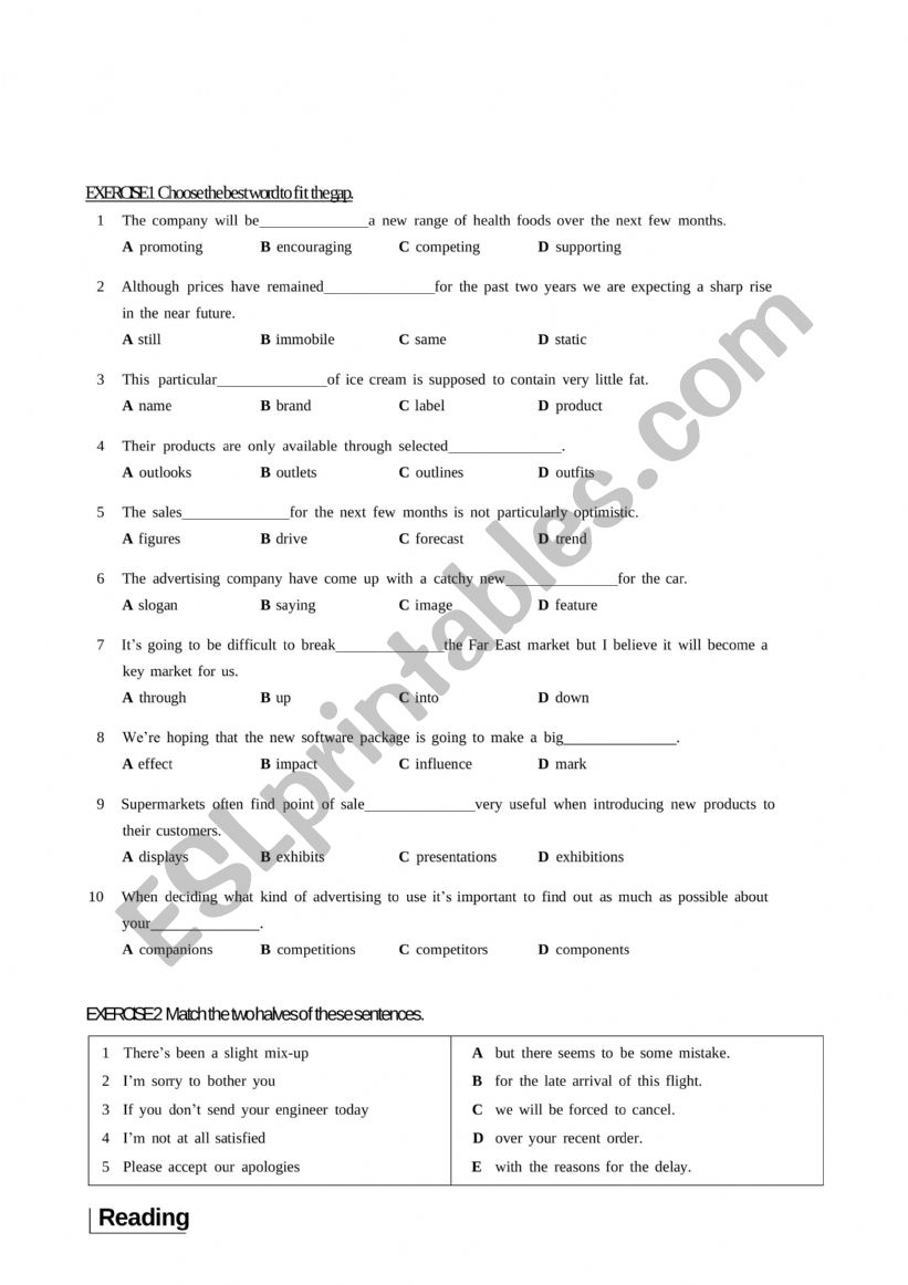 business english worksheet