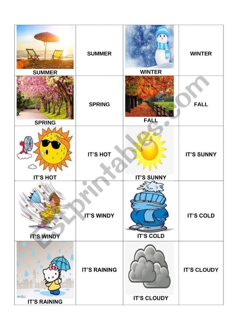 THE WEATHER AND SEASON MEMORY GAME
