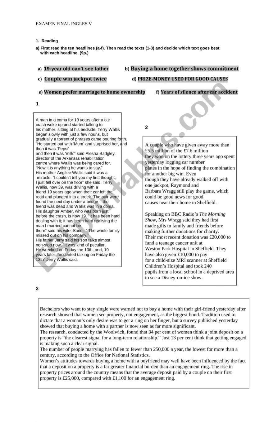 5th level (upper intermediate) - end of course test