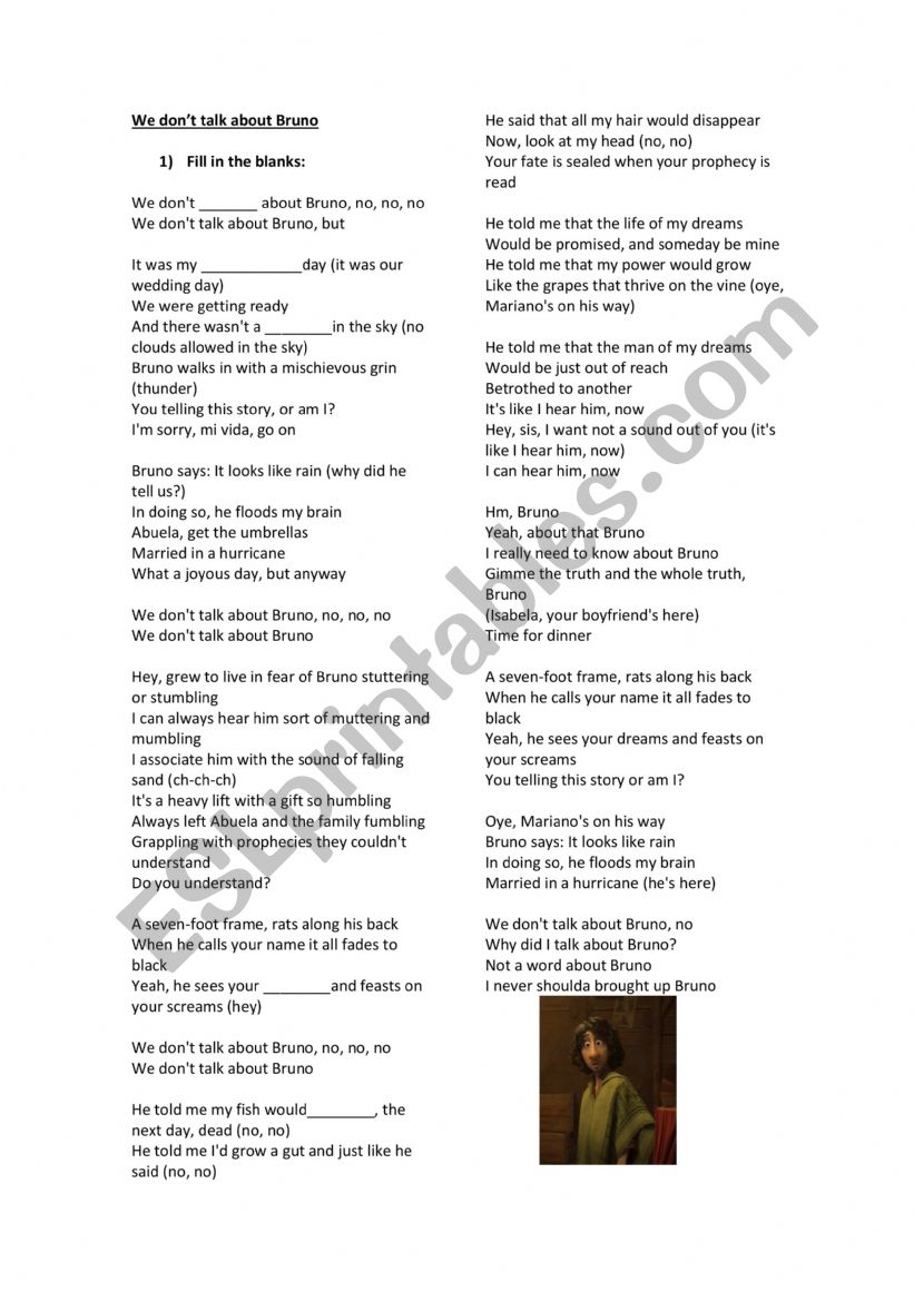 Song: We donï¿½t talk about Bruno