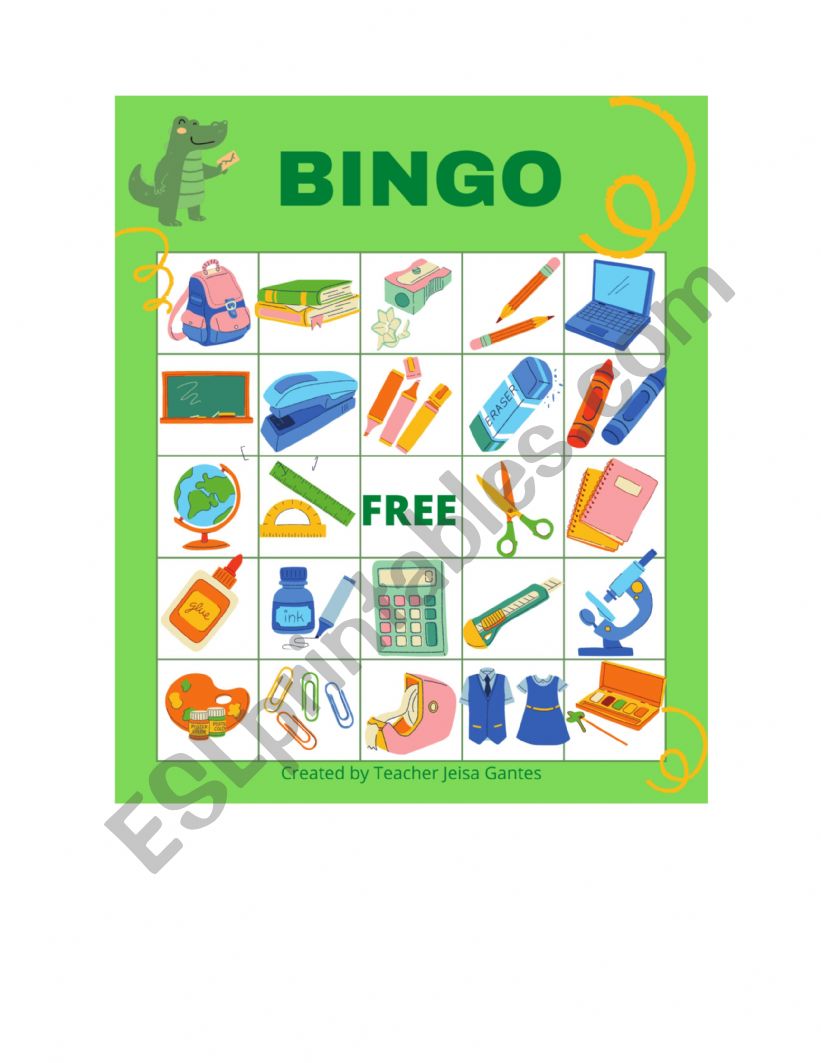 BINGO worksheet