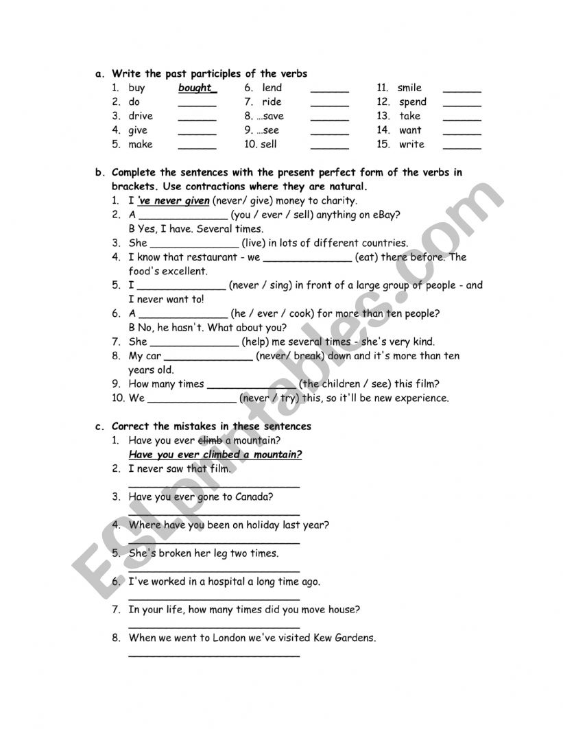 Grammar Review worksheet