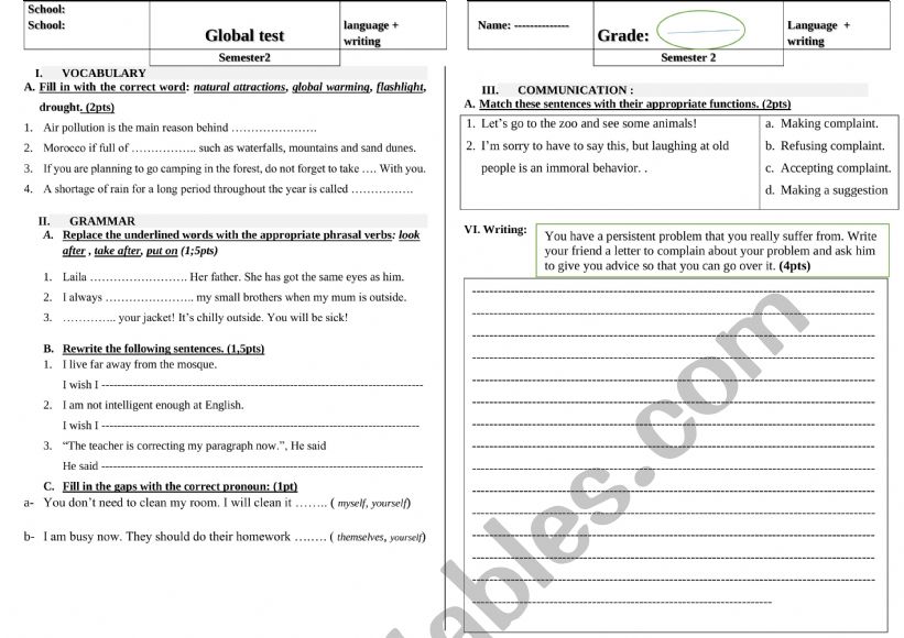 quiz 1 bac semester 2 worksheet