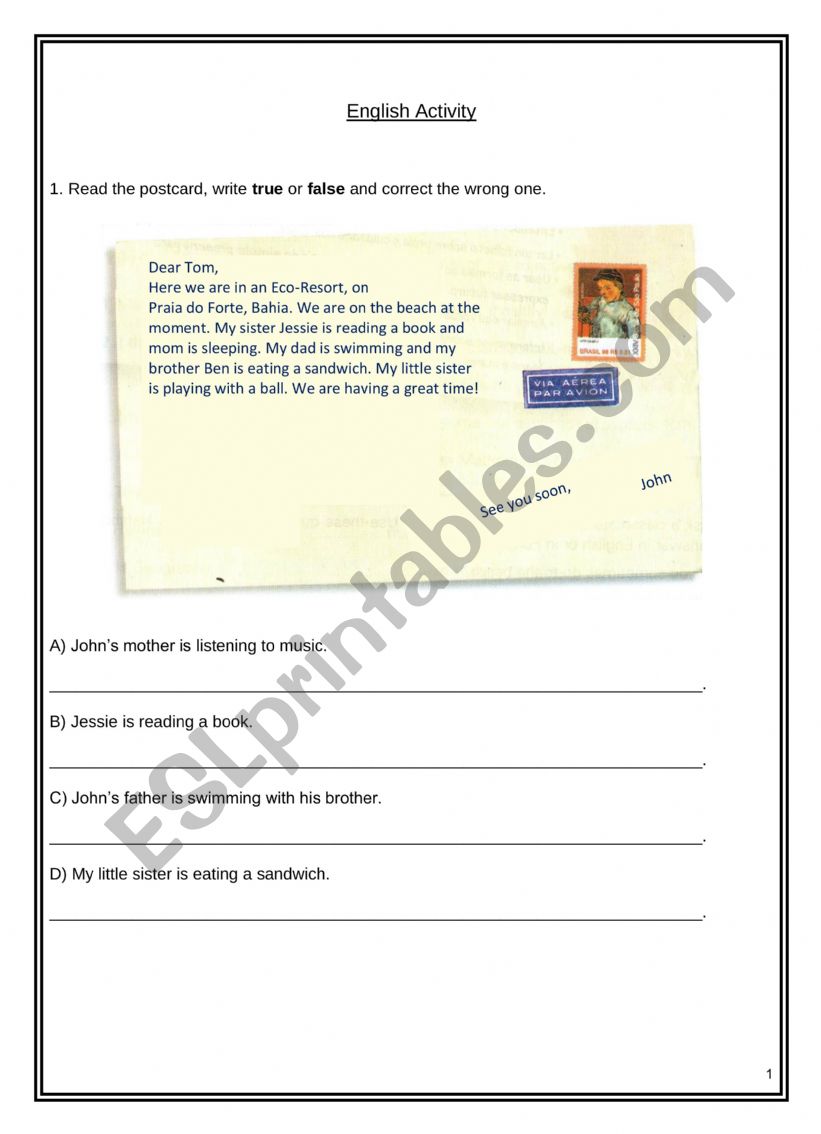 English Activity - Present Continuous