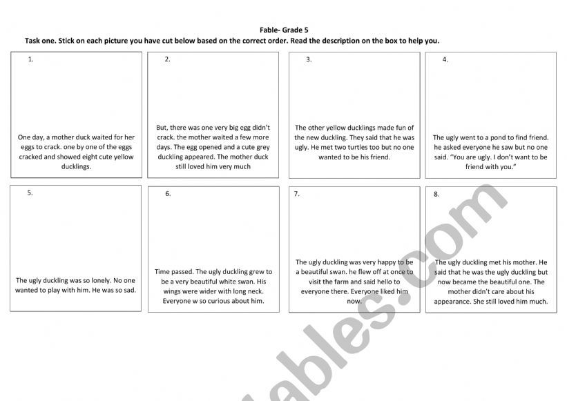 Fable  worksheet