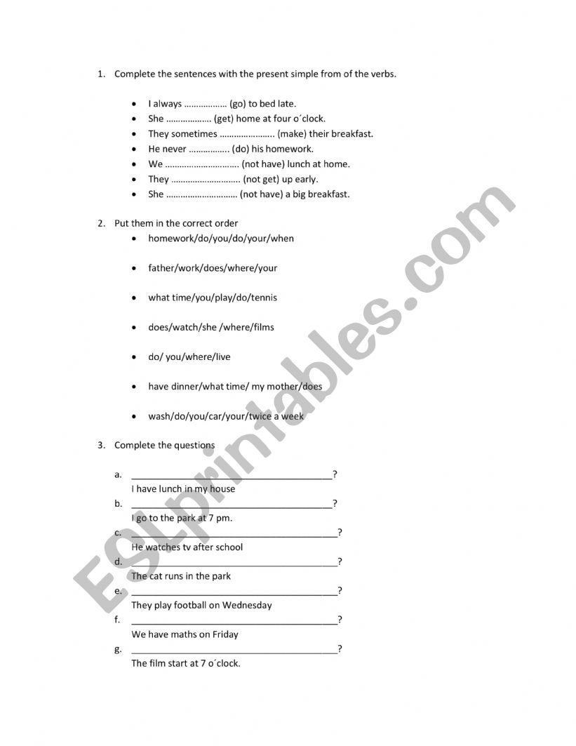 Wh questions worksheet