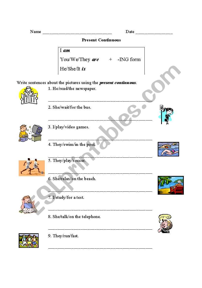 Statements and Questions in the Present Continuous