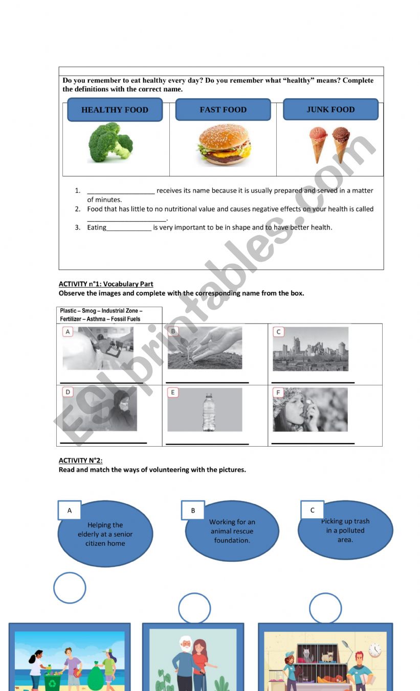 Green Issues worksheet