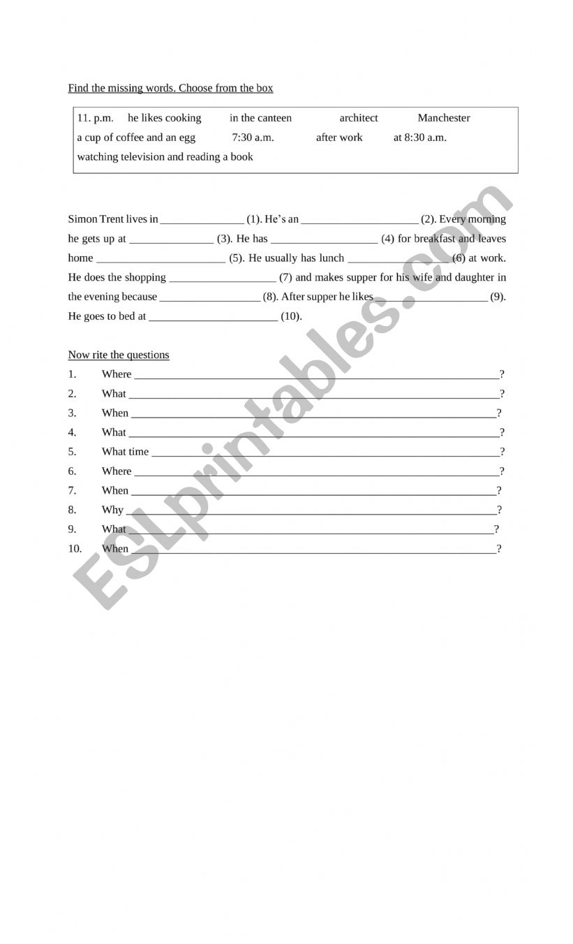 Present simple worksheet