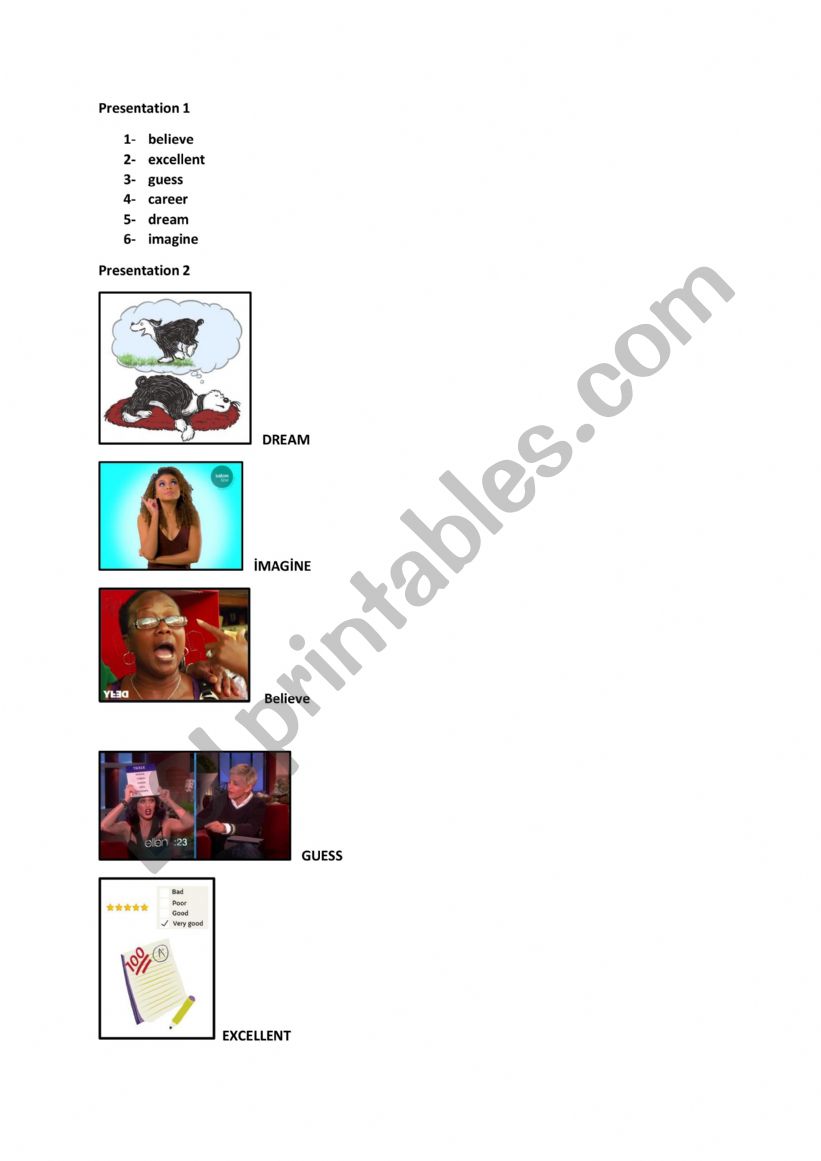 Dreams worksheet