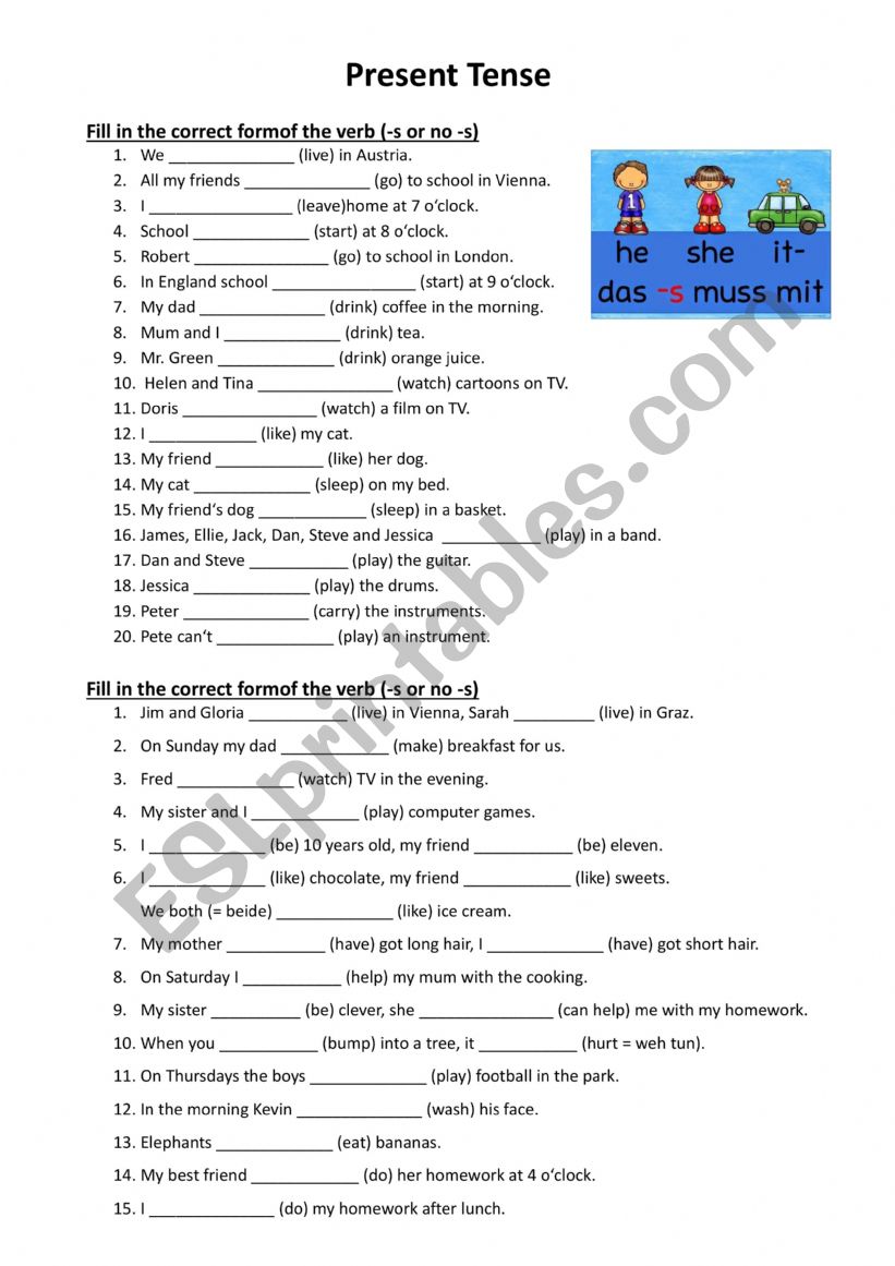 Present simple worksheet