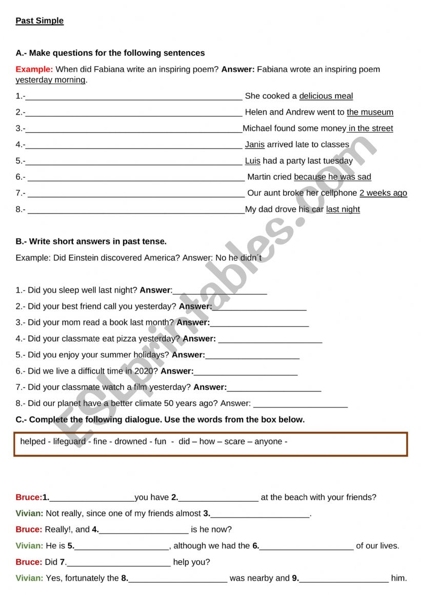 Past Simple worksheet