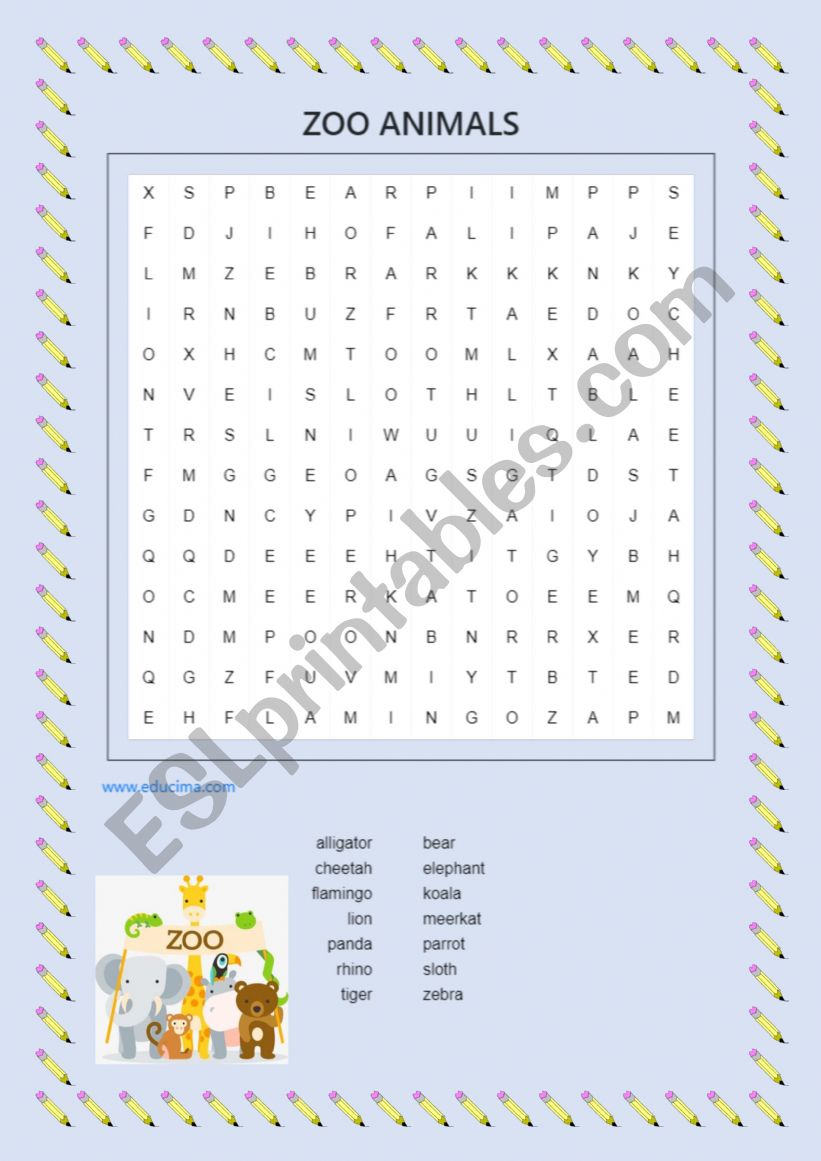 Zoo animals worksheet