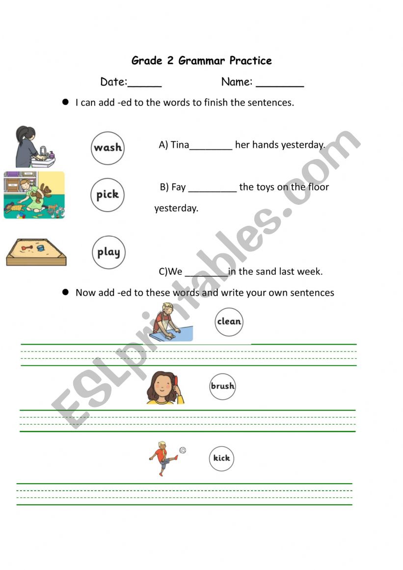ed inflectional ending worksheet
