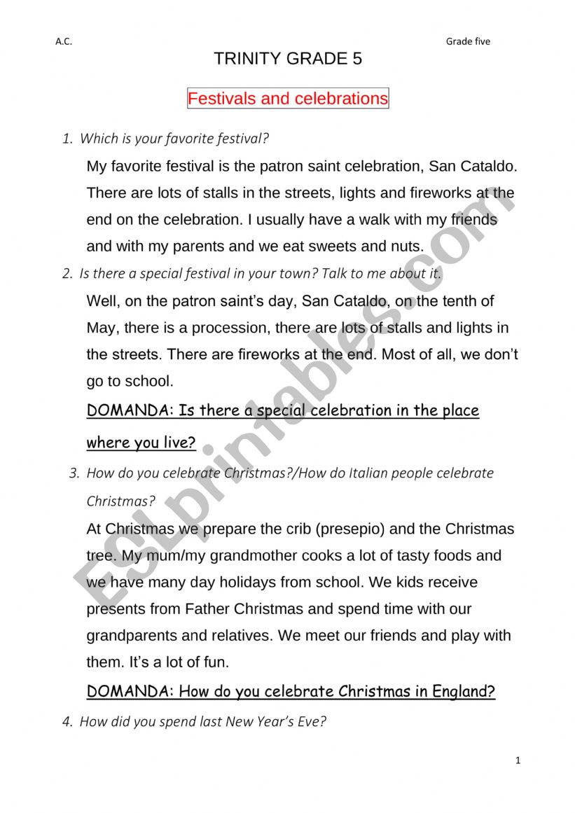 GESE grade 5 worksheet