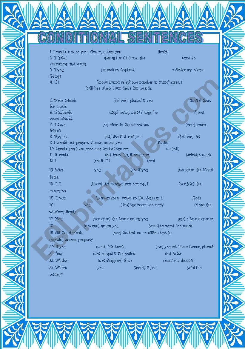 CONDITIONAL SENTENCES worksheet