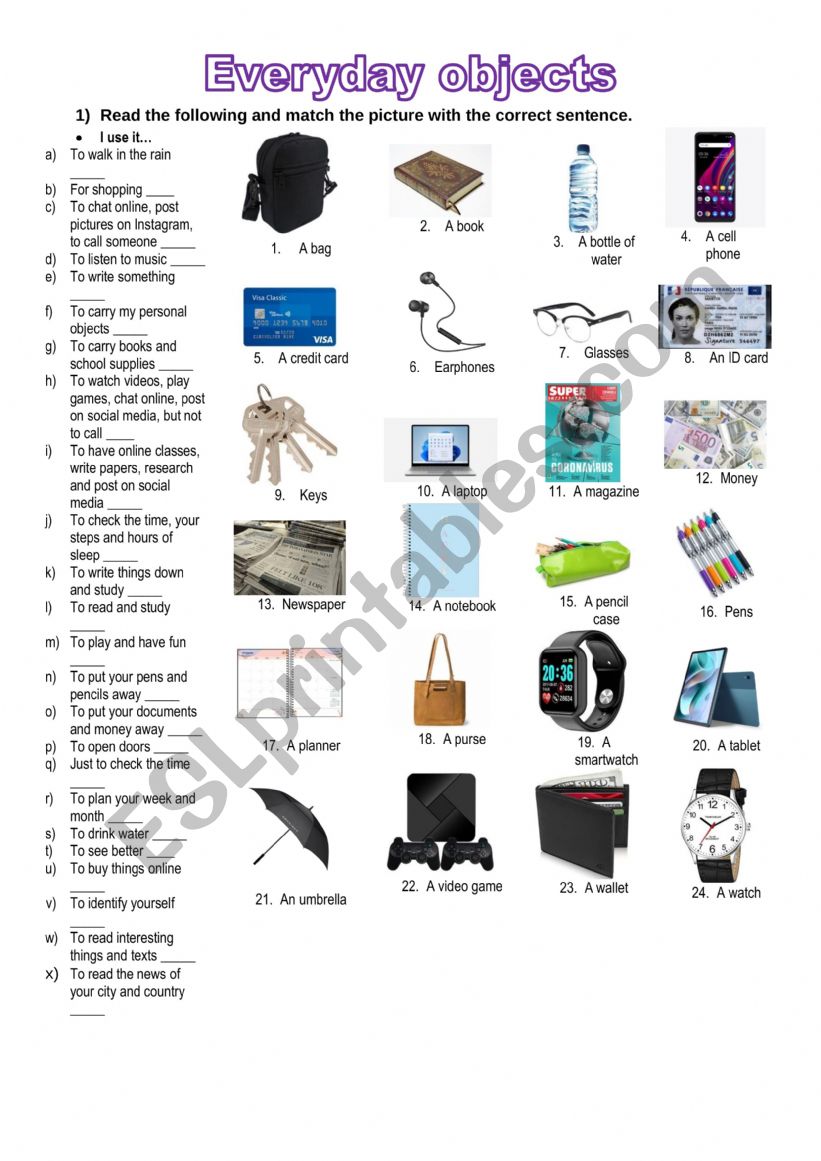 Everyday Objects worksheet