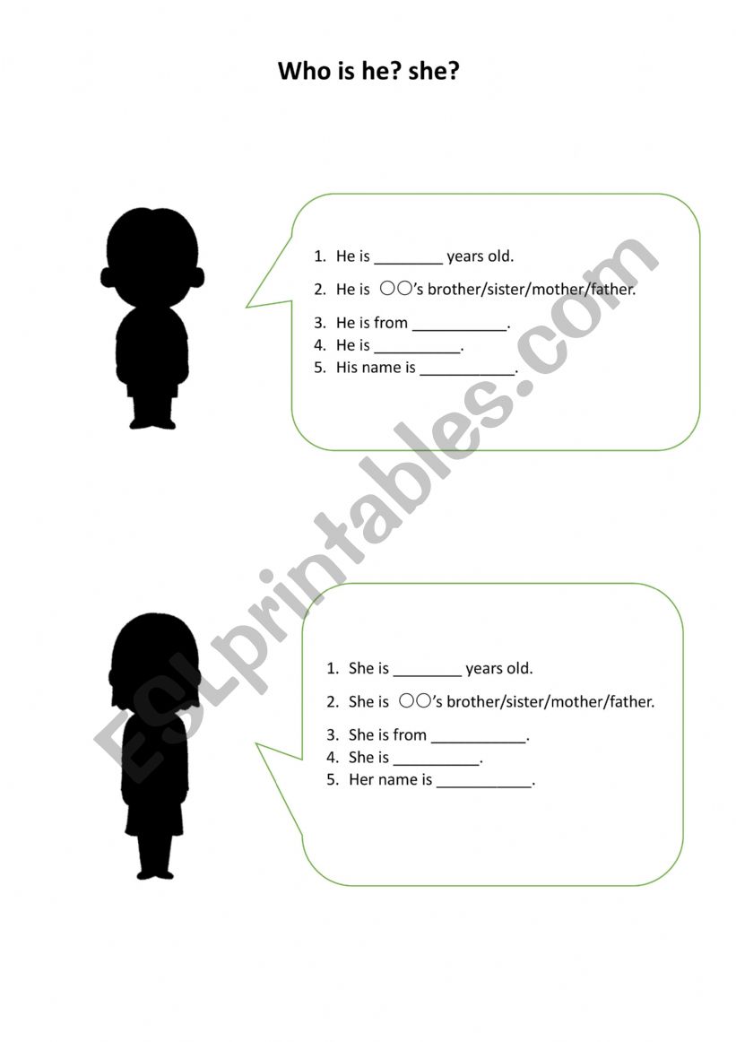 Who is she/he? worksheet