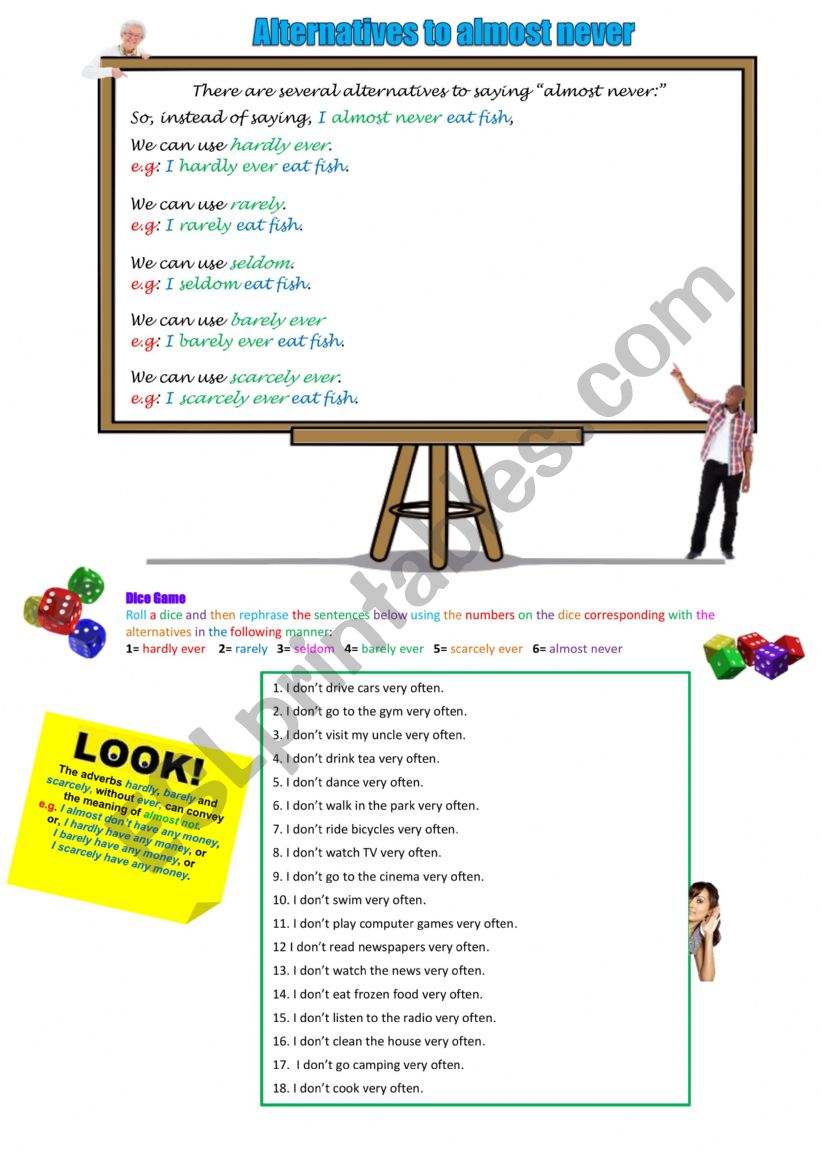 Ways to Say Almost Never worksheet