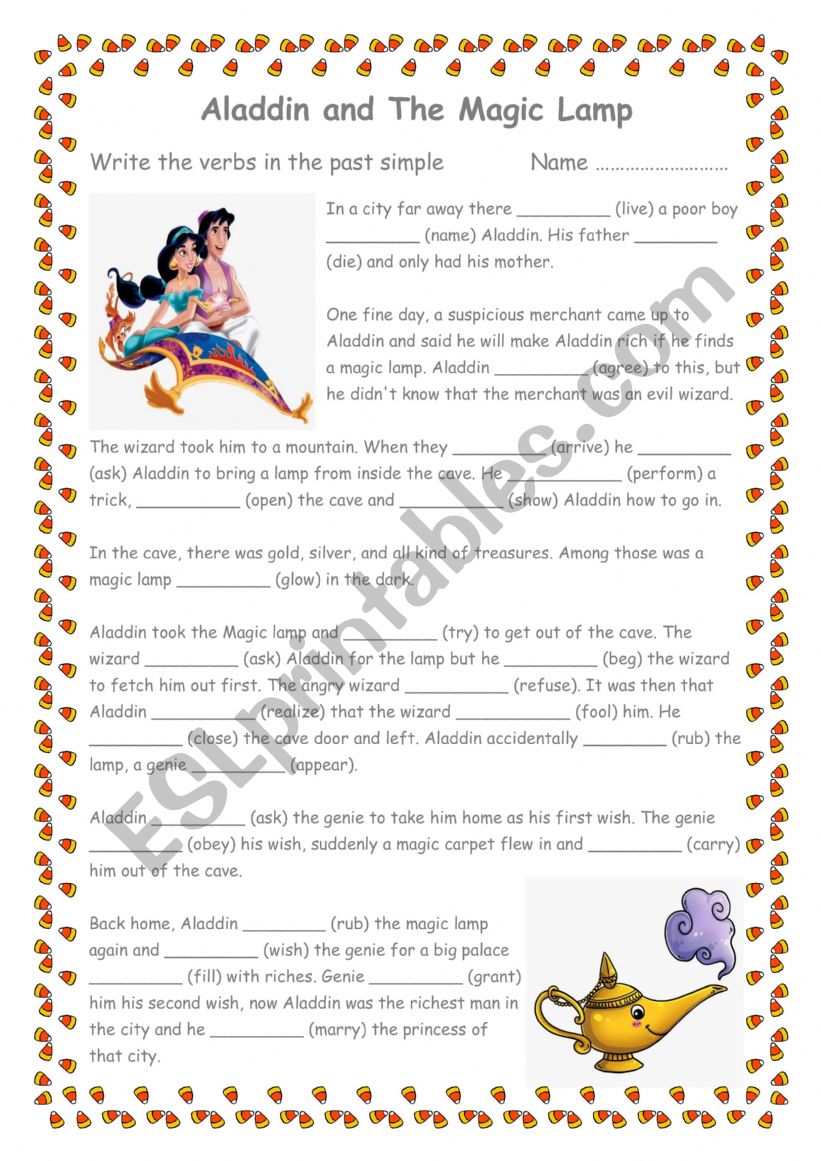 past simple ALADDIN REGULAR VERBS