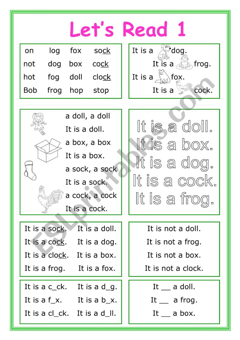 Letï¿½s read 1 worksheet