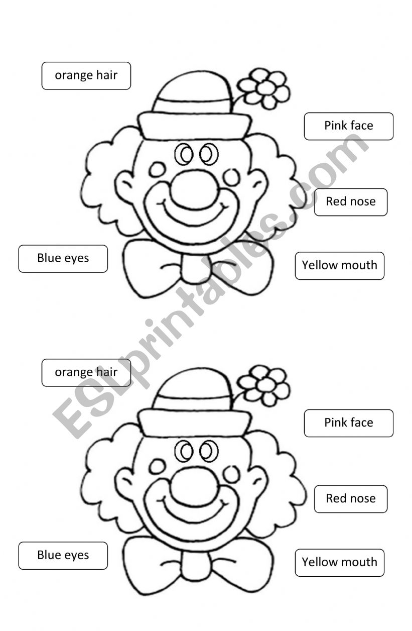 paint the clown worksheet