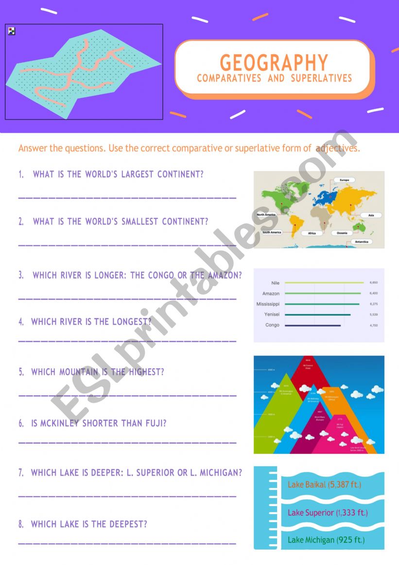 Comparatives and superlatives (geography quiz)