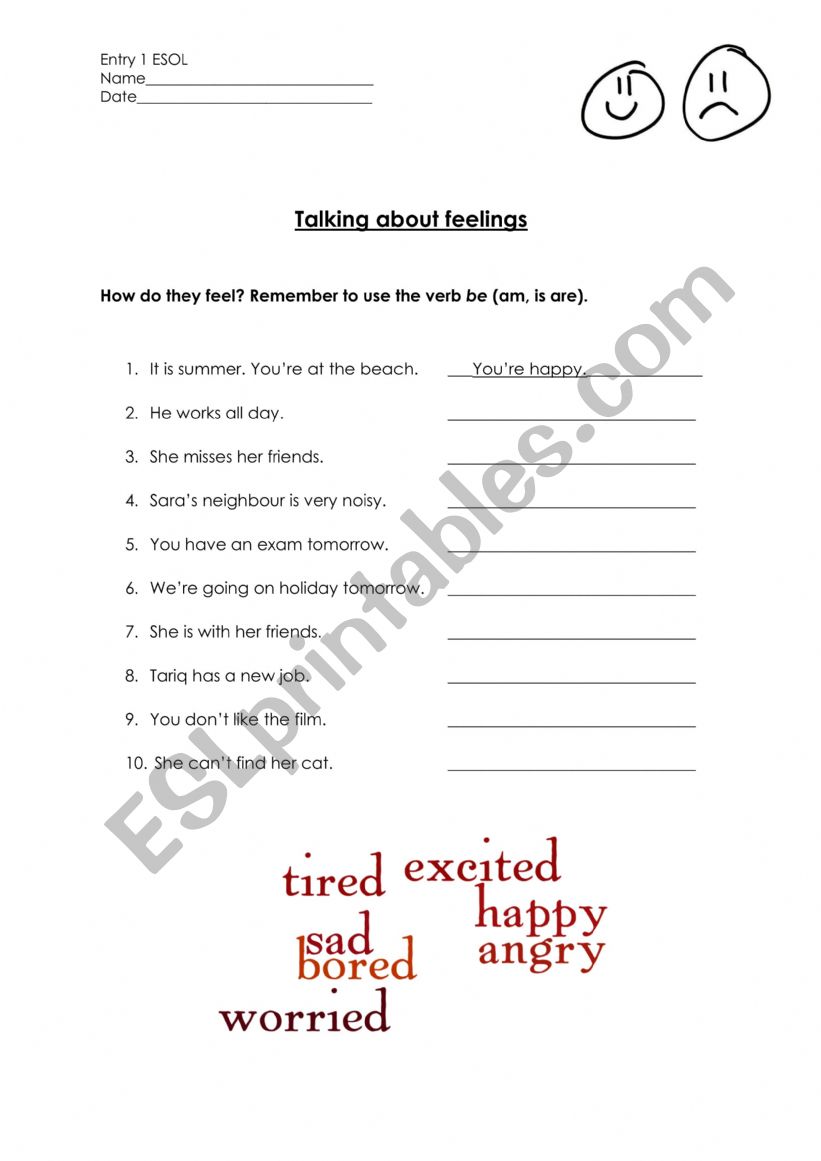 Feelings worksheet