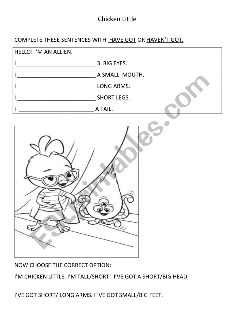 Chicken Little worksheet