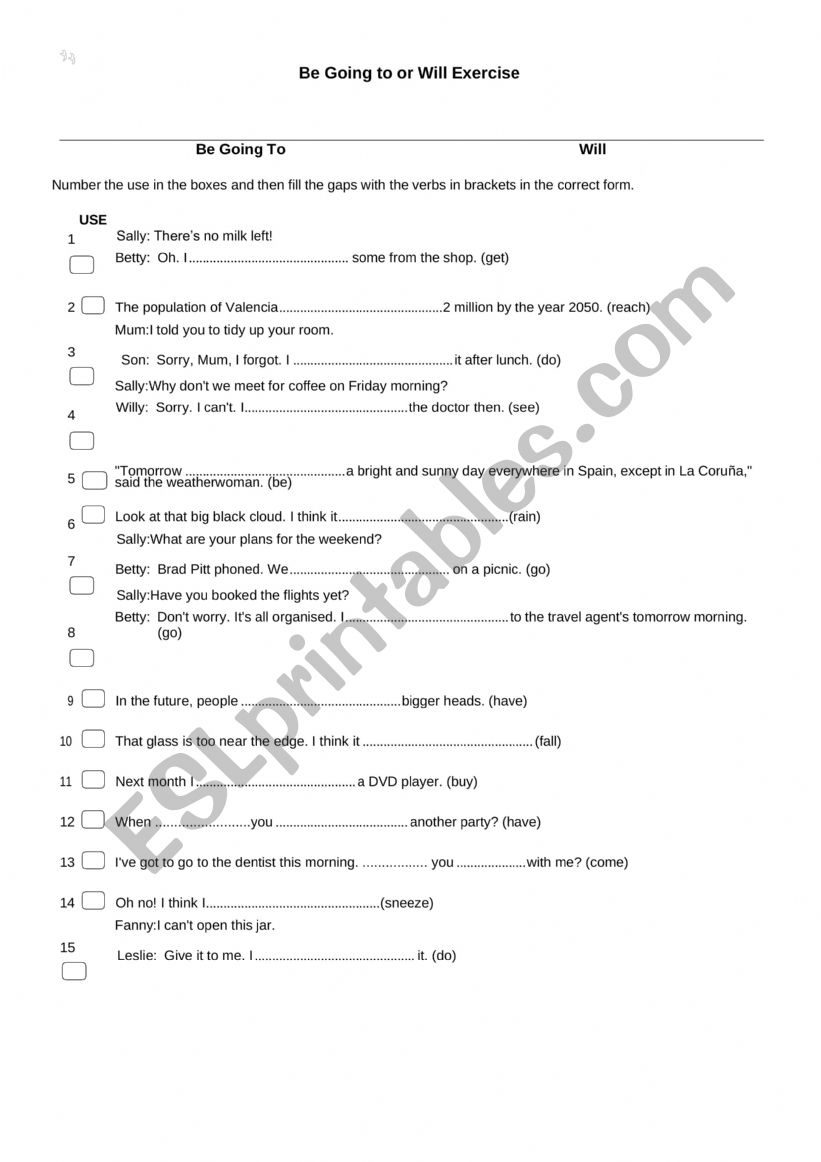 go or will worksheet