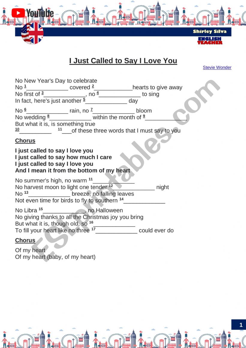 I Just Call to Say  I Love you - Listening Practice