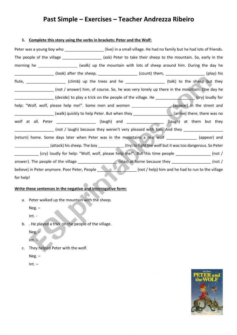 Peter, the wolf worksheet