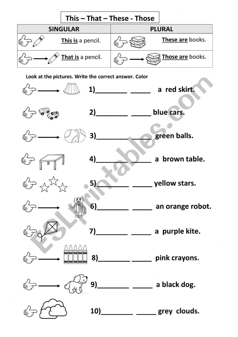 This - That - These - Those worksheet